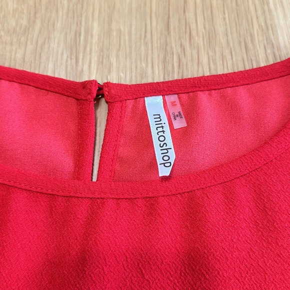 Mittoshop Short Sleeved Scalloped Red Dress - Picture 9 of 9